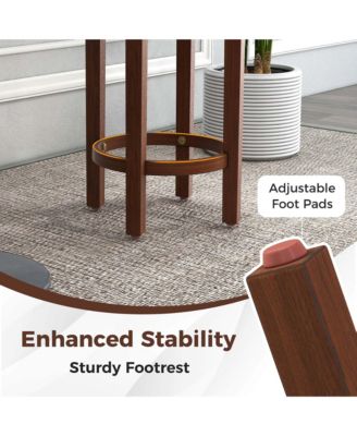 Bar Stools Set of 2 Counter Height Stools with Round Seat & Footrest for Kitchen