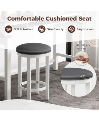 Bar Stools Set of 2 Counter Height Stools with Round Seat & Footrest for Kitchen