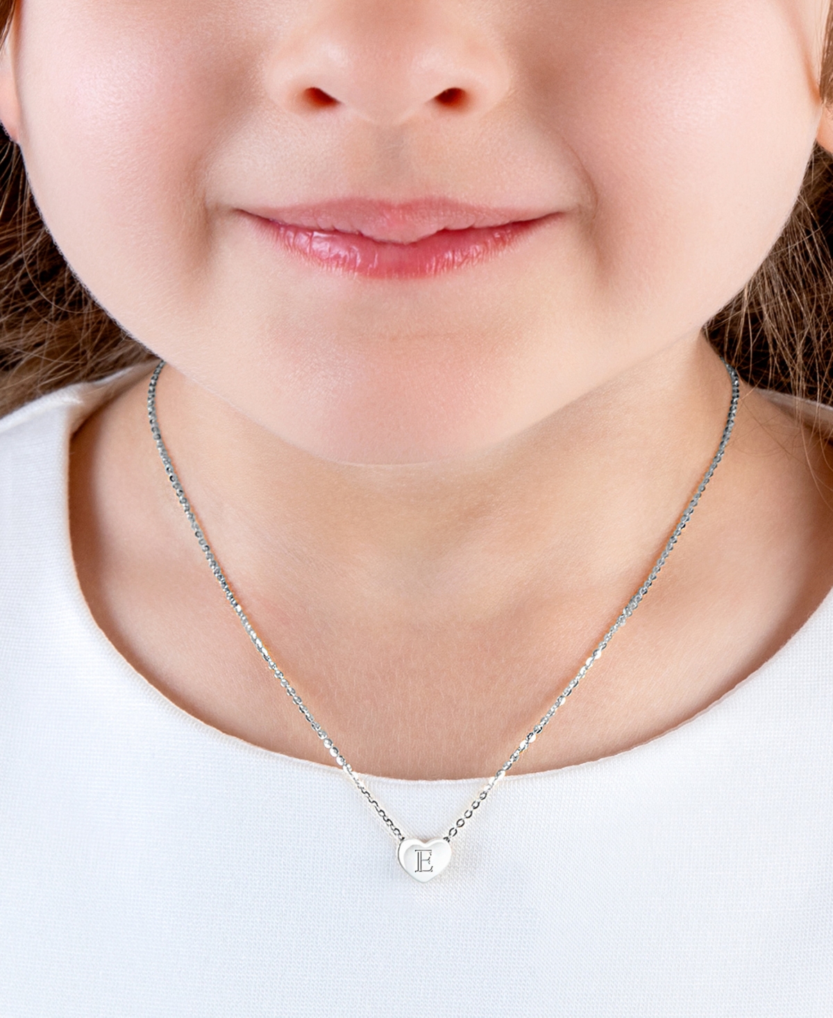 Tiny Blessings Girls Children's Sterling Silver Mini Sliding Heart & Engraved Initial 12-14