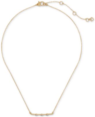 kate spade new york - Gold-Tone Cubic Zirconia Bar Pendant Necklace, 16" + 3" extender