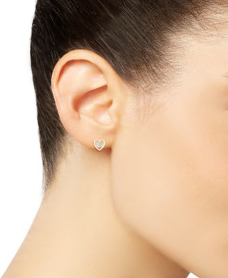 Diamond Heart Stud Earrings (1/6 ct. t.w.) in 14k Gold, Created for Macy's