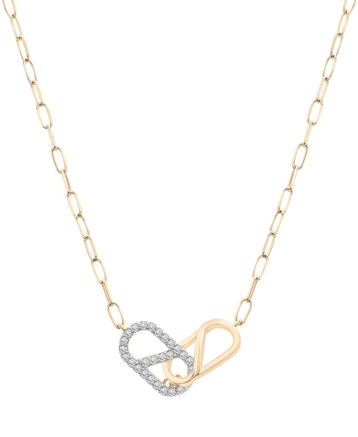 Diamond Interlocking Link 18" Pendant Necklace (1/6 ct. t.w.) in 10k Gold, Created for Macy's - Yellow Gold