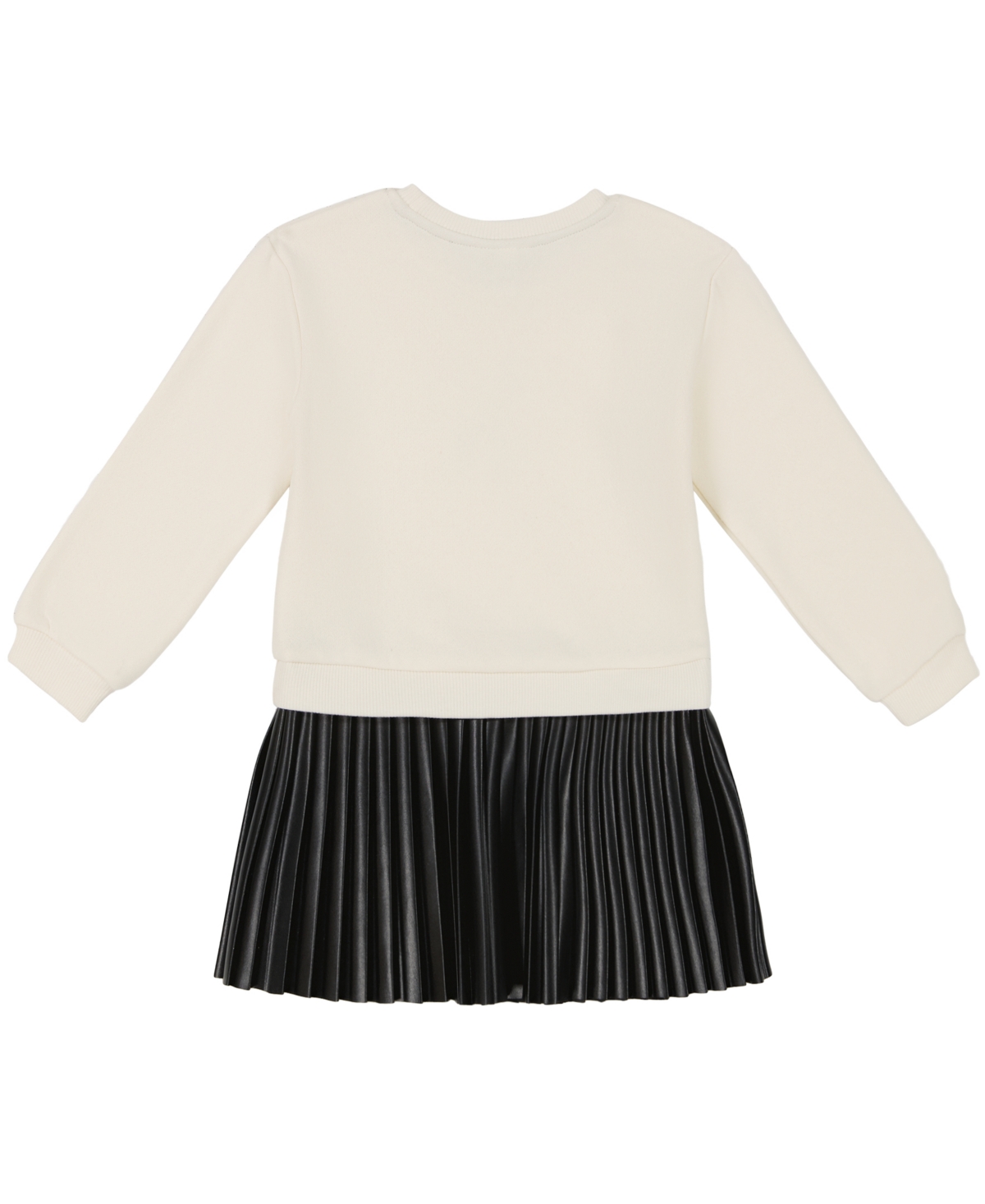 Calvin Klein Toddler and Little Girls Fleece Crewneck-and-Artificial Leather Pleated Skirt dress