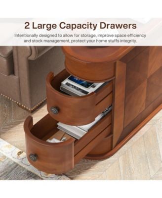 End Table Set of 2, No Assembly Required, Closed Back,Sofa Side Table with Storage, Slim Nightstand with 2 Drawers