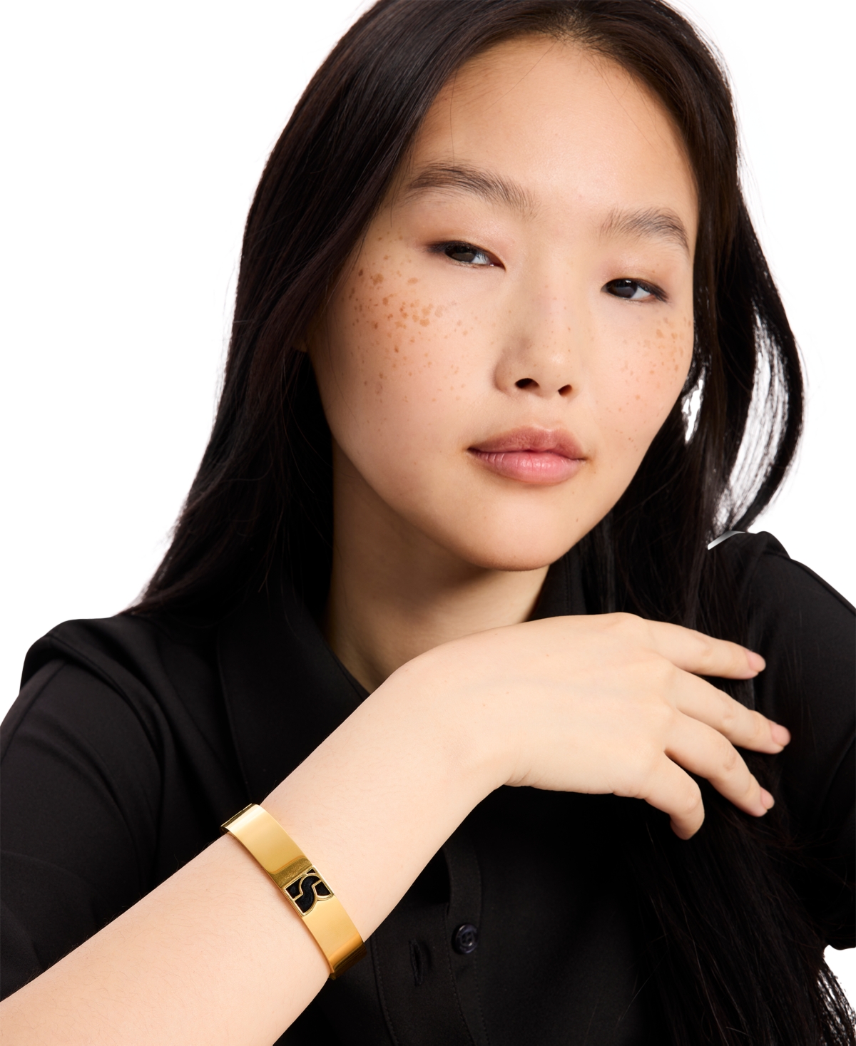 Kate Spade New York Gold-ToneMother-of-Pearl K Bangle Bracelet - Black