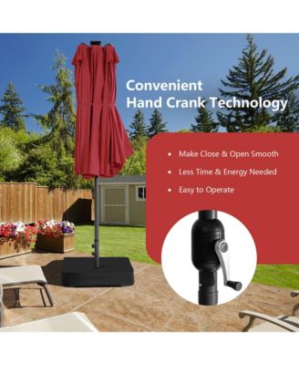 11 PCS Patio Dining Set with 15ft Double-Sided Patio Umbrella (Base Included)