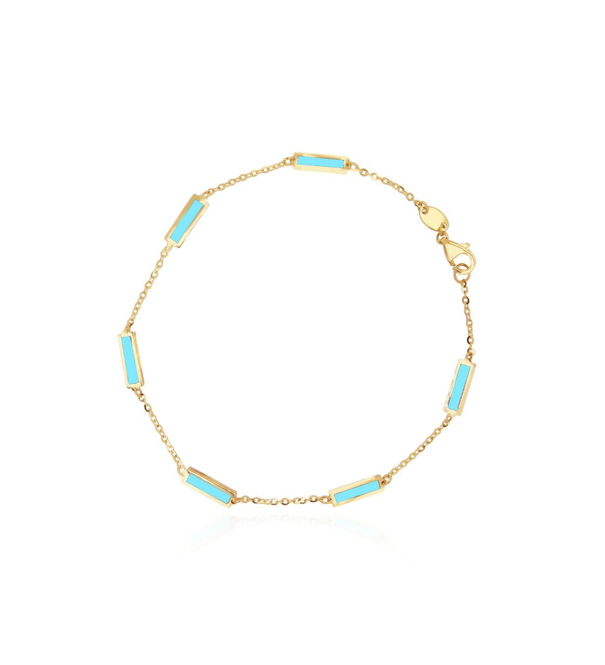 Turquoise Bar Chain Bracelet 14K Gold - Turquoise
