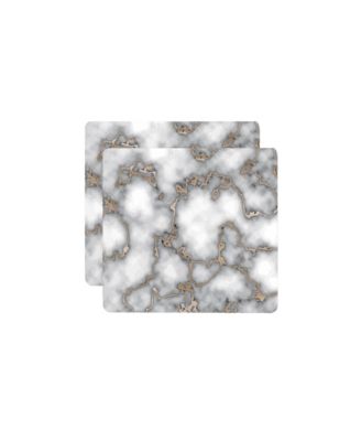 Marble Cork Place Mats, Washable Placemats Gold, 15" x 15" Set of 2, Heat Resistant Placemats, Non Slip, Table Mat, Table Placemats