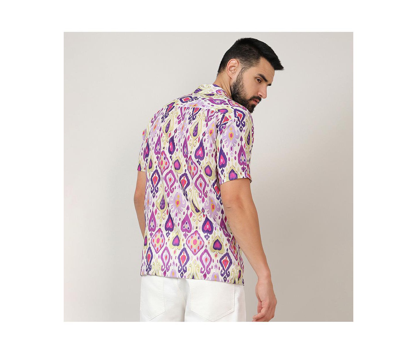 Мужская рубашка Cahoot Campus Sutra Lavender & Pear Yellow Ethnic, цвет: Жёлтый — фото 3