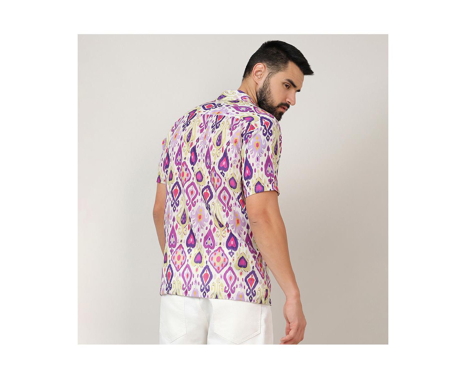 Men's Lavender & Pear Yellow Ethnic Shirt