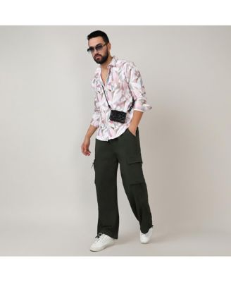 Campus Sutra Men's Nude Pink & Ivory White Petal Block Shirt