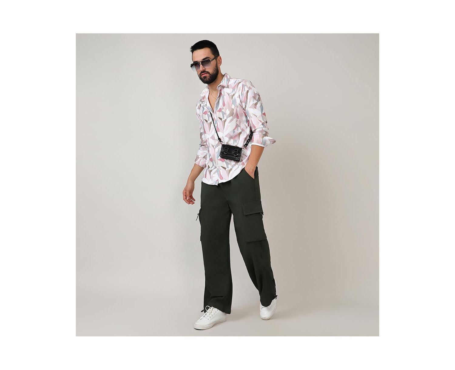 Men's Nude Pink & Ivory White Petal Block Shirt