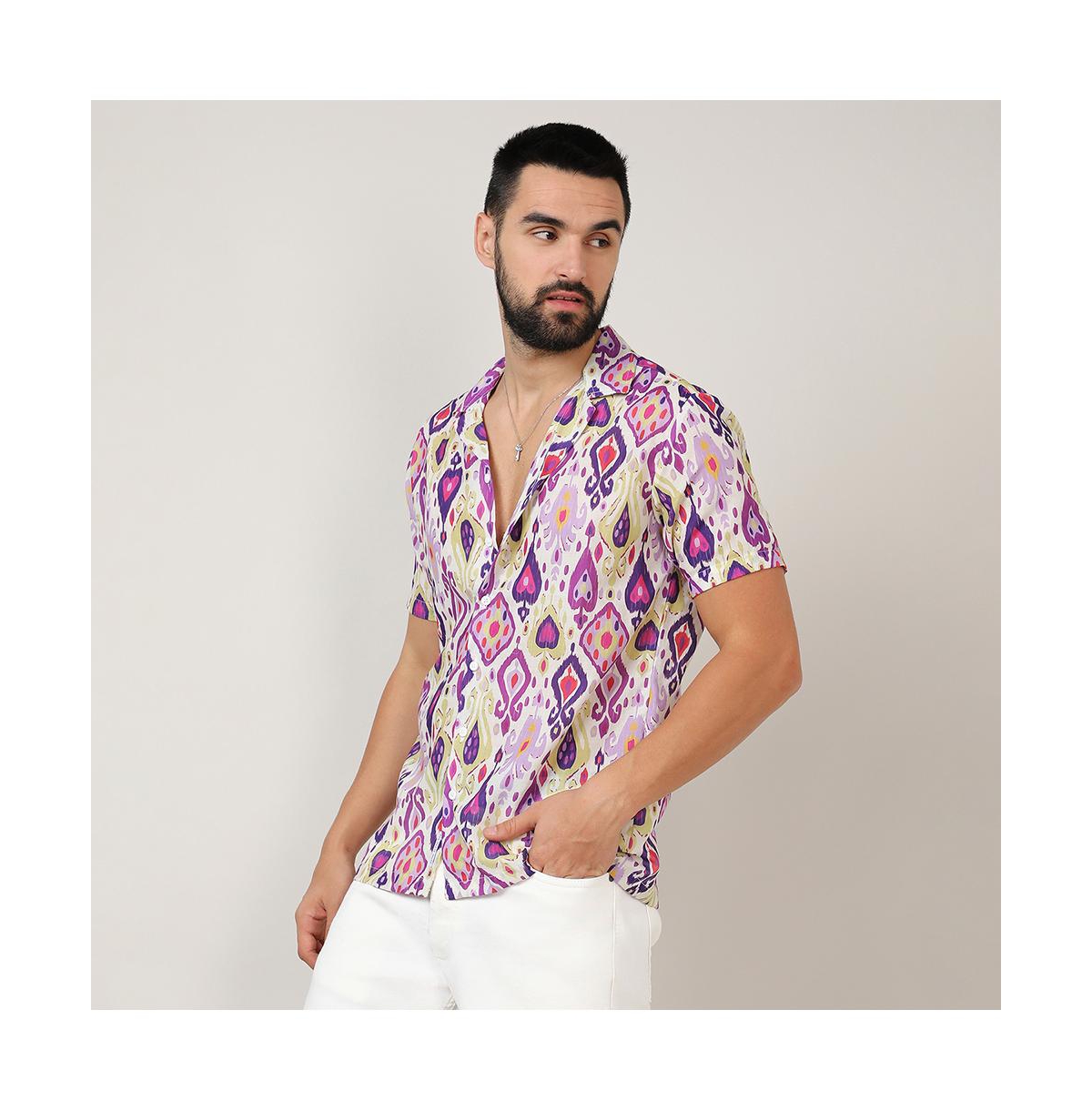Campus Sutra Men's Lavender & PearEthnic Shirt - Yellow