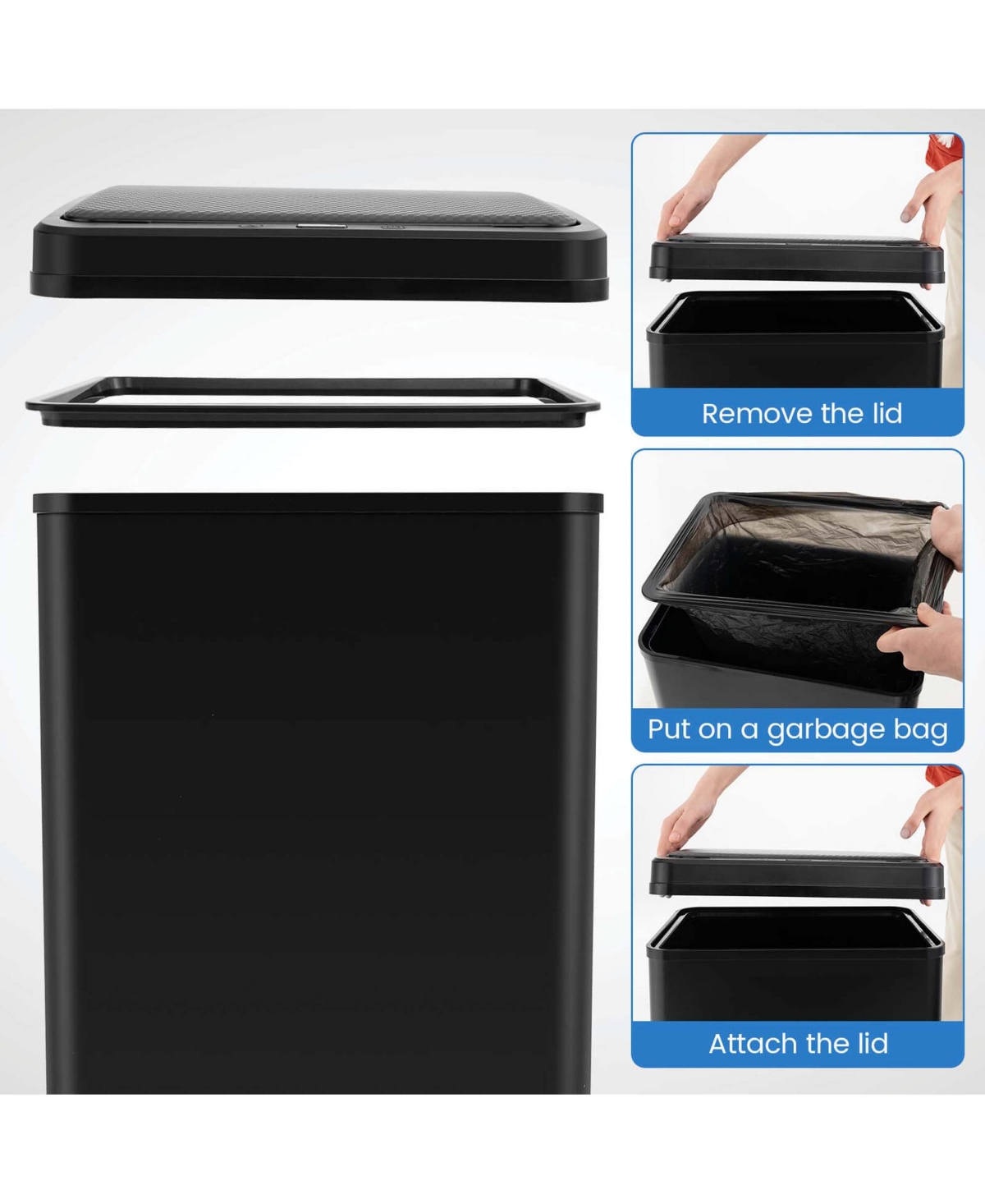 Costway Stainless Steel Trash Can Gallon Automatic Motion Sensor Garbage Bin