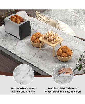 3 PCS Bar Table Set Dining Table & 2 PVC Leather Upholstered Bar Stools