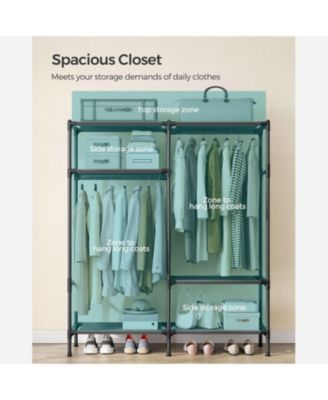 Heavy Duty Clothes Rack with Hanging Rails and Storage Shelves for Wardrobe