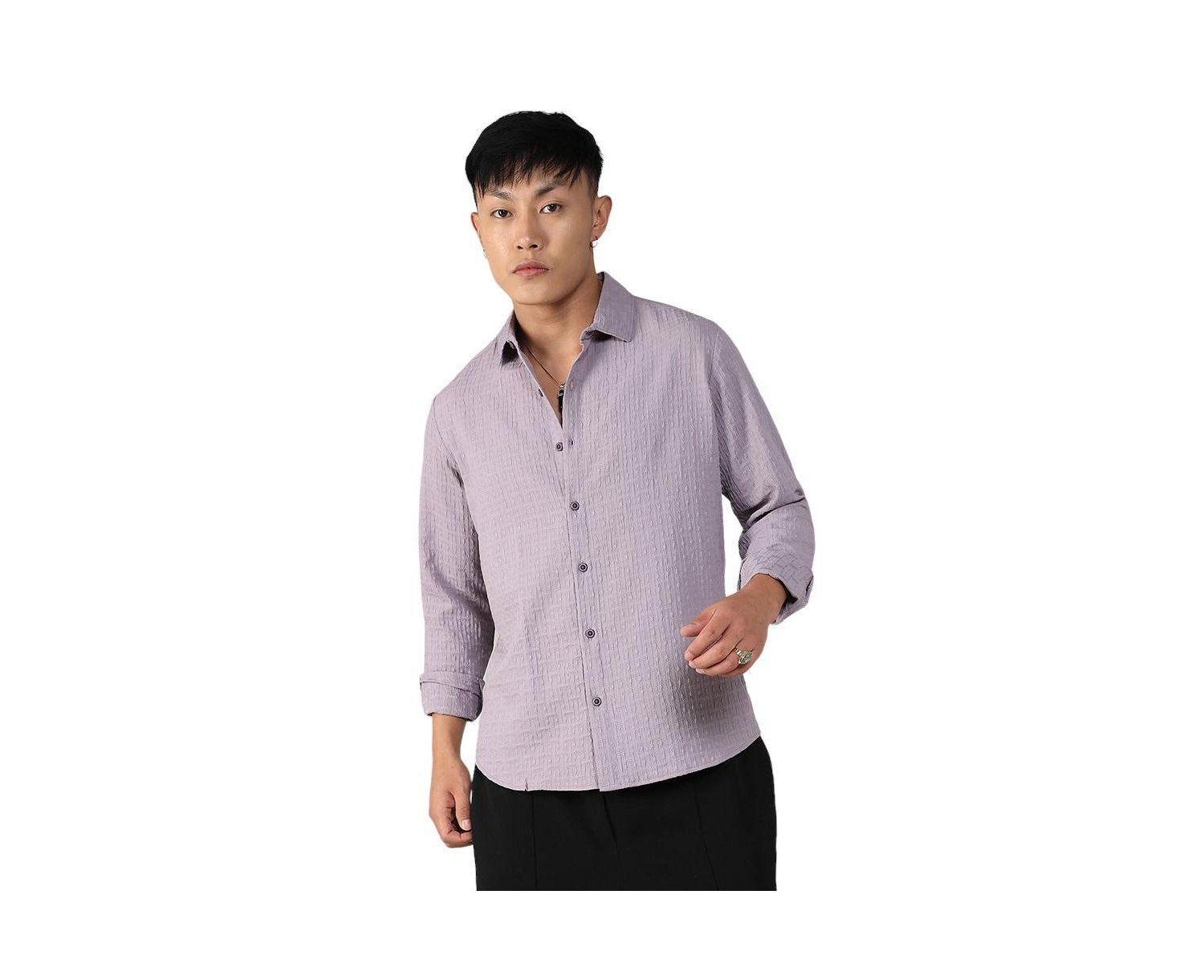 Men's Lavender Textured Weave Shirt