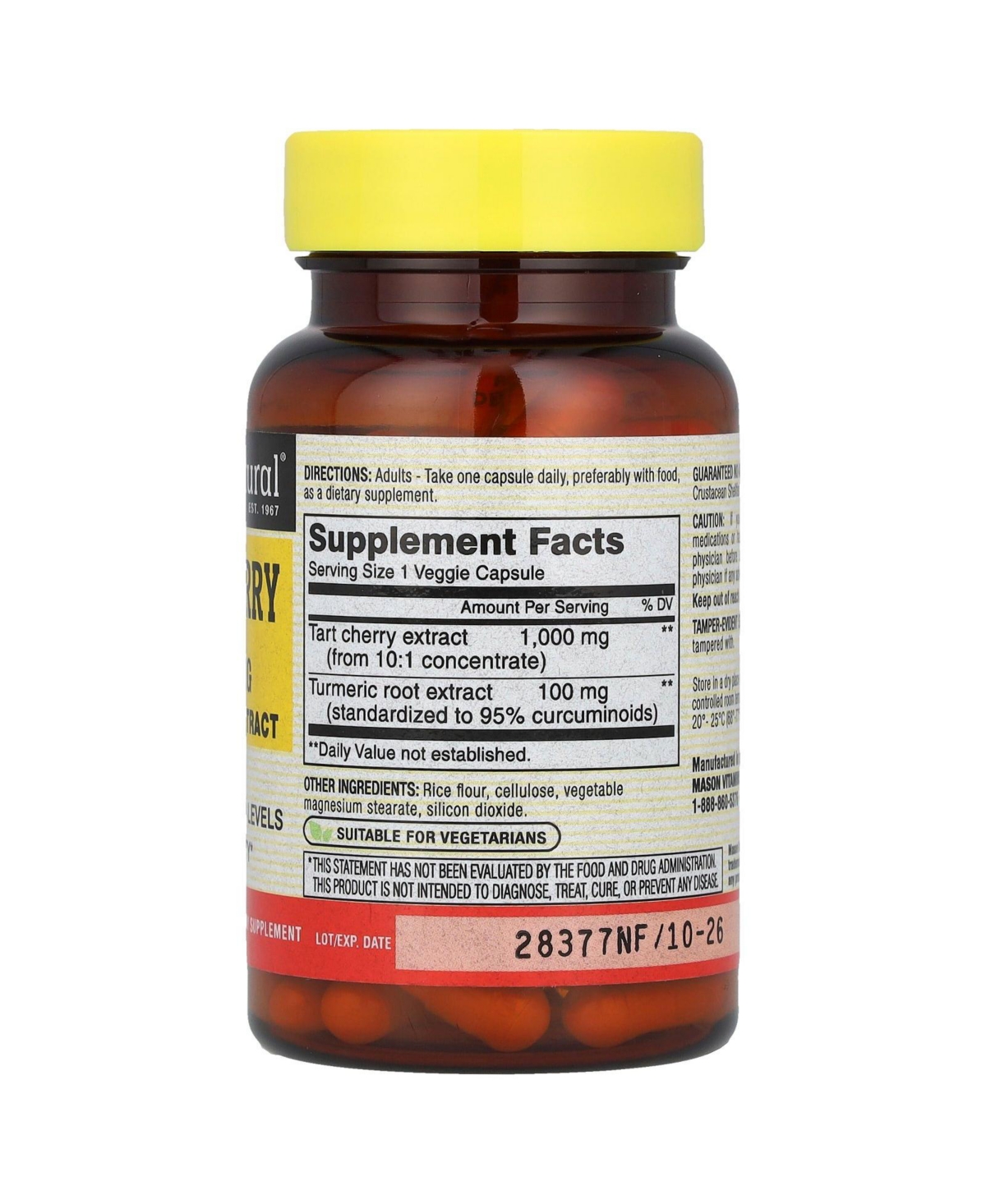 Mason Natural Tart Cherry with Turmeric Extract 1 000 mg - Veggie Caps
