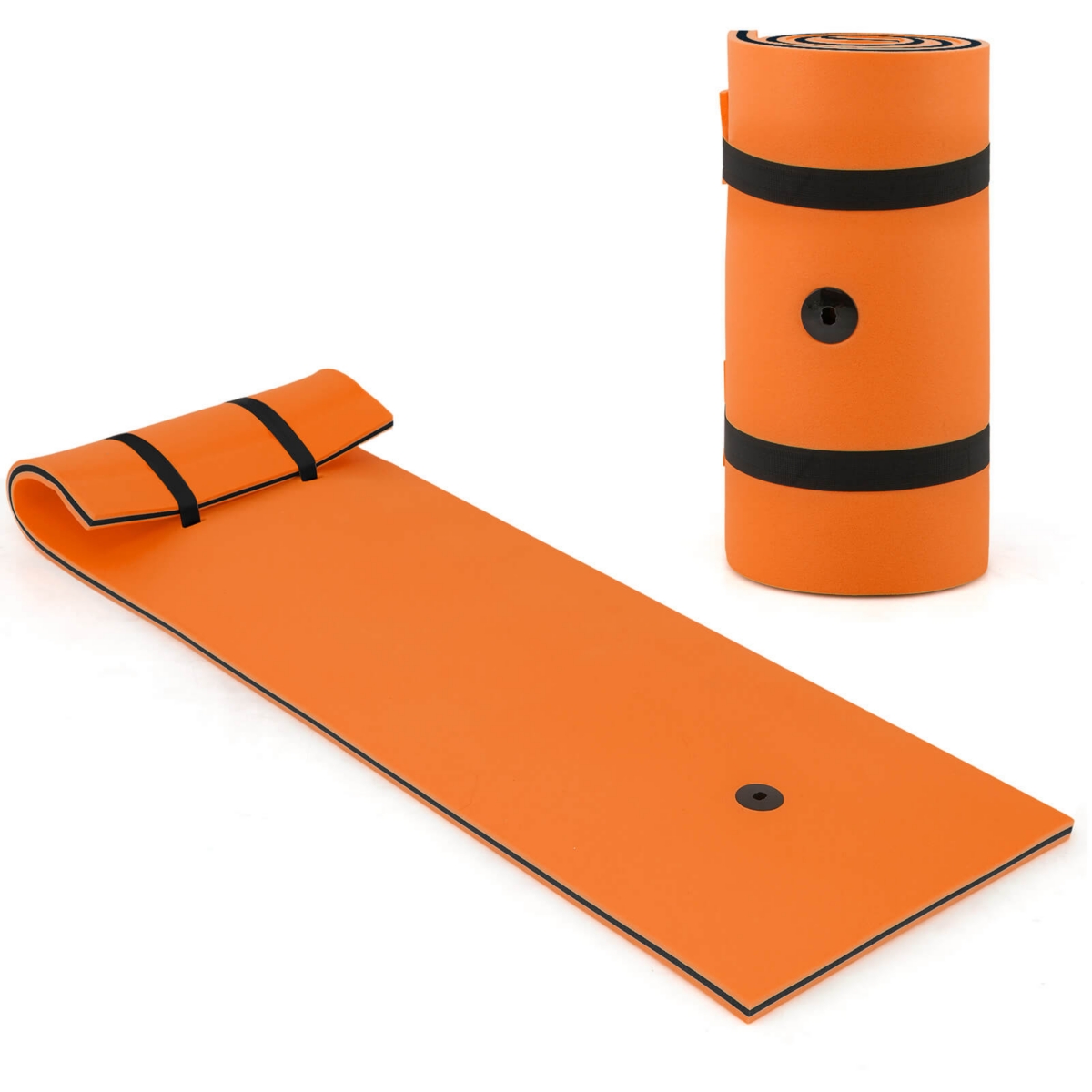 Costway 3-Layer Tear-Resistant Foam Floating Pad Island Water Sports Relaxing Orange - Yellow+blue