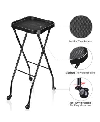 Salon Folding Rolling Tray Station Service Trolley Storage Cart For Barber Shop