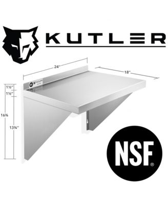 18" x 24" Stainless Steel Shelf, NSF Commercial Wall Mount Shelving w/ Backsplash, Floating Metal Mounted Shelves for Restaurant, Kitchen, Home