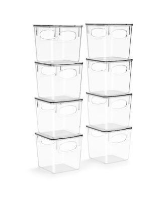 Clear Small Plastic Storage Bins - for Kitchen Organization and Storage, Pantry, Fridge, Cabinets (8 Pack)