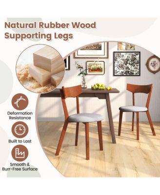 Wooden Armless Dining Chair Set of 4 with Rubber Wood Legs Padded Seat Cushion