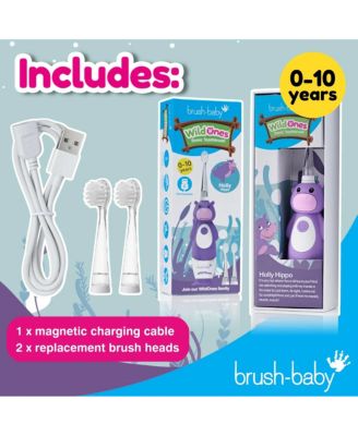 WildOnes Hippo Kids Electric Rechargeable Toothbrush | Childrens Electric Toothbrush | Animal Character Toothbrush