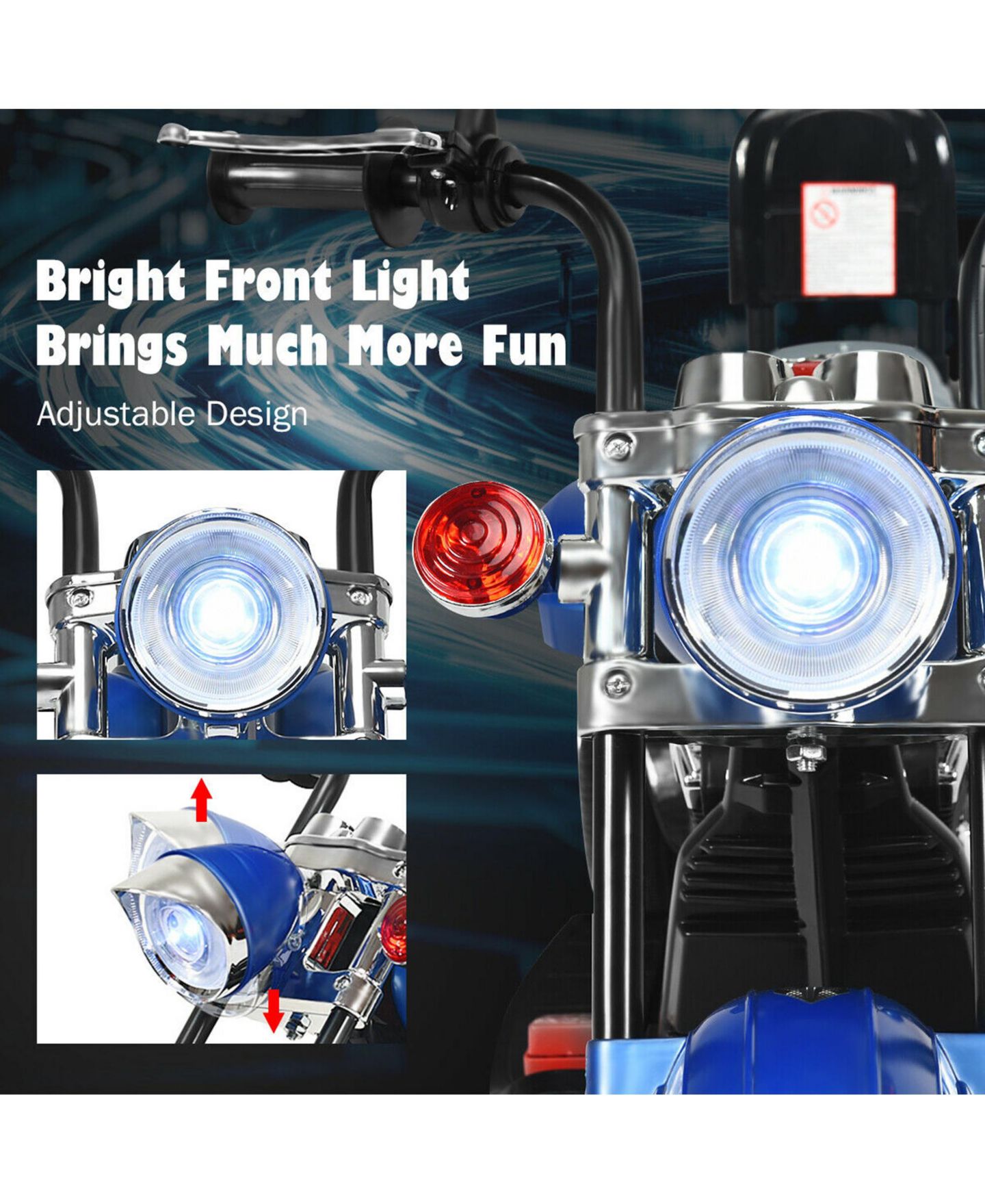 Детская игрушка Gymax 6V Kids Ride On Chopper Motorcycle 3-Wheel Trike, 66 lbs. Capacity, Ages 3-8, цвет: Чёрный, вариант 1 — фото 3