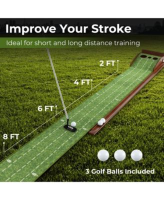 Golf Putting Mat Practice Training Aid with Auto Ball Return and 3 Hole Sizes