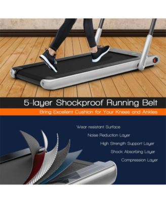 2-in-1 Folding Treadmill with Remote Control and LED Display-Silver