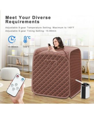 Portable Personal Steam Sauna Spa with Steamer Chair-Coffee