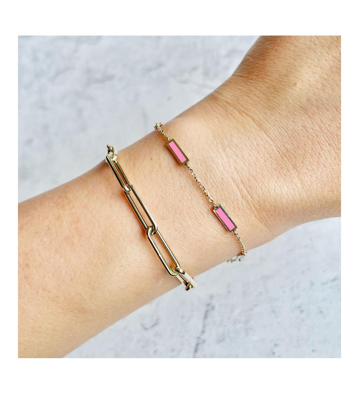 The LoveryBar Chain Bracelet 14K Gold - Bubblegum Pink