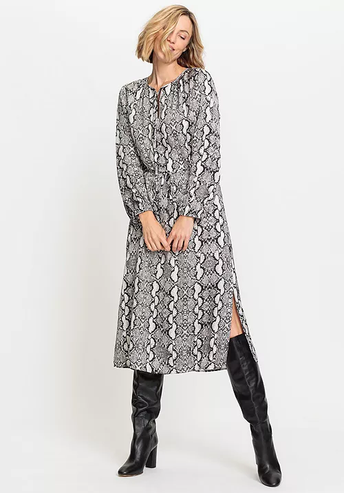 women's snake print midi tunic dress