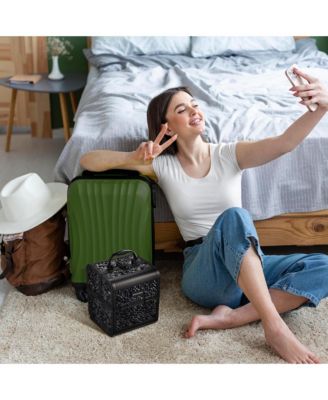 Makeup Train Case Cosmetic Organizer w/ Mirror Classic Black Artist