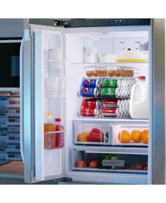 Can & Egg Holder Set - 4 Stackable Can Dispenser Holds 12 Cans Each & 2 Egg Holders with Lid holds 14 eggs for Fridge, Pantry, BPA-Free