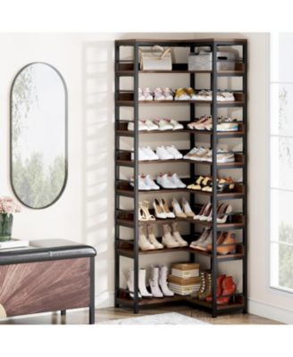 9 Tiers Corner Shoe Rack, Tall Vertical Shoe Rack Organizer, Free Standing Large Shoe Storage Shelf for Entryway Hallway Closet