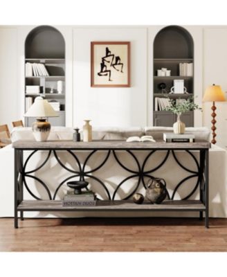 70.9-Inch Narrow Sofa Table, Industrial Long Sofa Table, Entry Console Table with Storage for Entryway, Living Room, Foyer, Unique Design