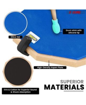 Drum Practice Pad Set 12" Adjustable Snare Drumming Stand Double Sided Silent Drummer Kit