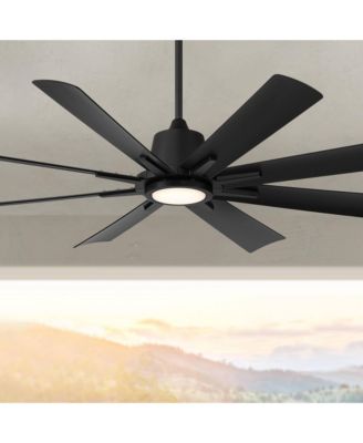 54" Inspirit Modern Indoor Outdoor Ceiling Fan 8 Blade LED Light Remote Control Matte Black Finish Bedroom Damp Rated