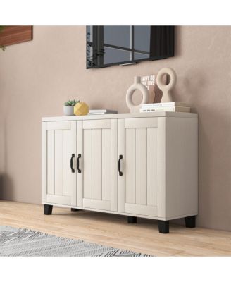 45" 3-Door Engineered Wood Adjustable Shelves, Cable Holes, Anti-Tip, 590 lb Capacity Buffet Sideboard Cabinet
