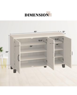 45" 3-Door Engineered Wood Adjustable Shelves, Cable Holes, Anti-Tip, 590 lb Capacity Buffet Sideboard Cabinet