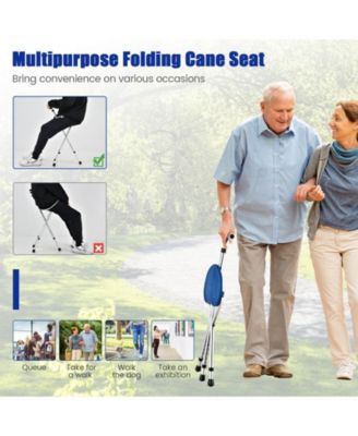 Lightweight Adjustable Folding Cane Seat with Light-Blue