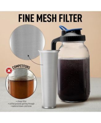 Premium Cold Brew Coffee Maker - 64oz Mason Jar With Leak-Proof Lid & Extra Thick Glass