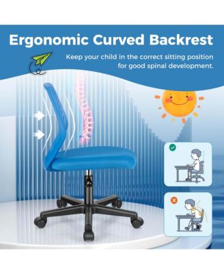 Height-adjustable Ergonomic Kids Desk Chair with Universal Casters Working Chair