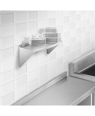 12" x 24" Stainless Steel Shelf, NSF Commercial Wall Mount Shelving w/ Backsplash, Floating Metal Mounted Shelves for Restaurant, Kitchen, Home