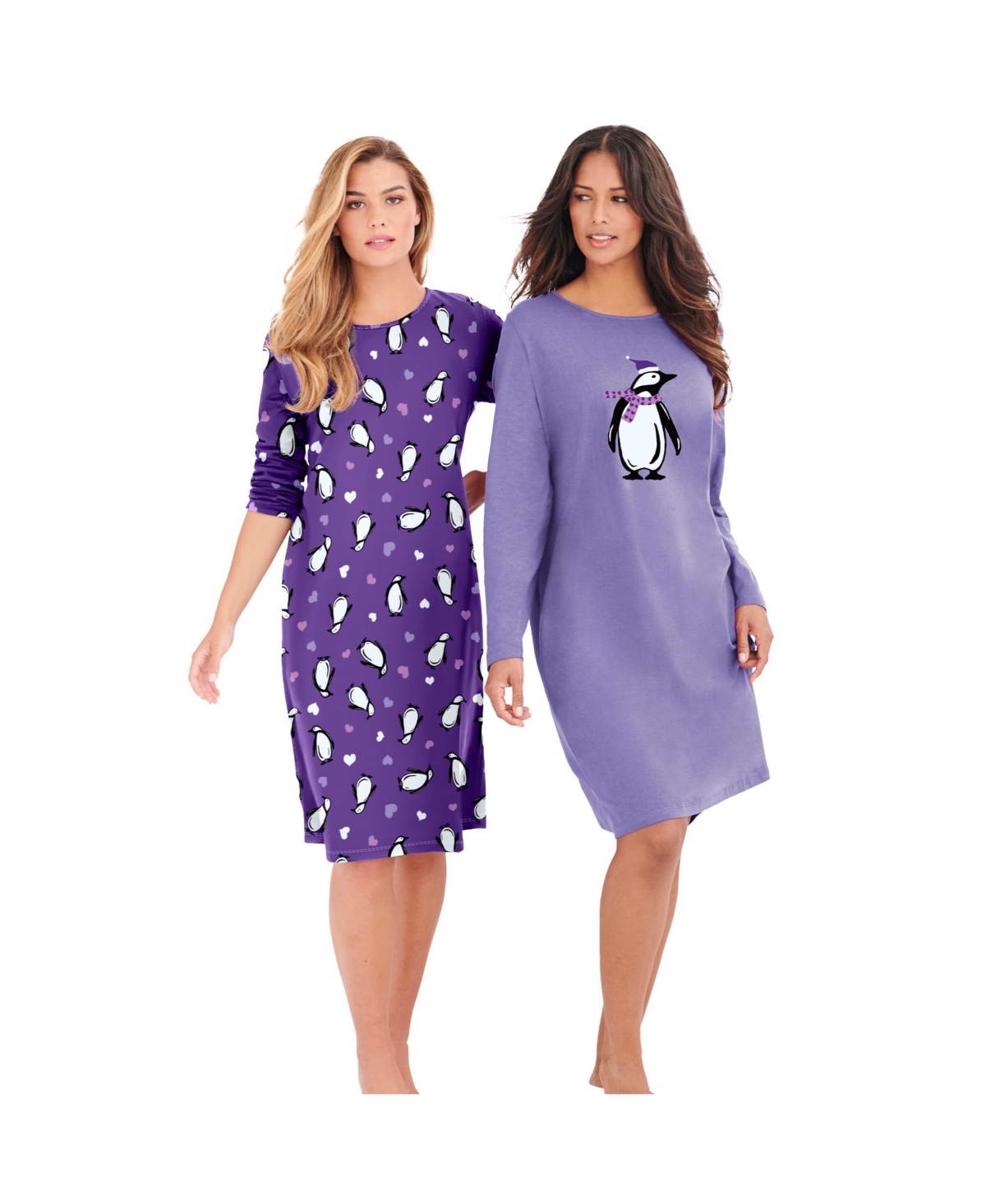 Dreams & Co. Plus Size 2-Pack Long-Sleeve Sleepshirt