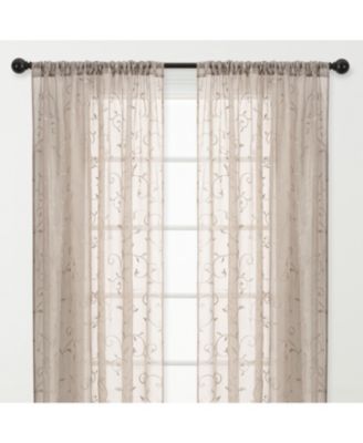 Premium Embroidered Swirl Vine Curtains Sheer Curtains For Living Room Bedroom Kitchen 52 X 108 Beige 2 Panels