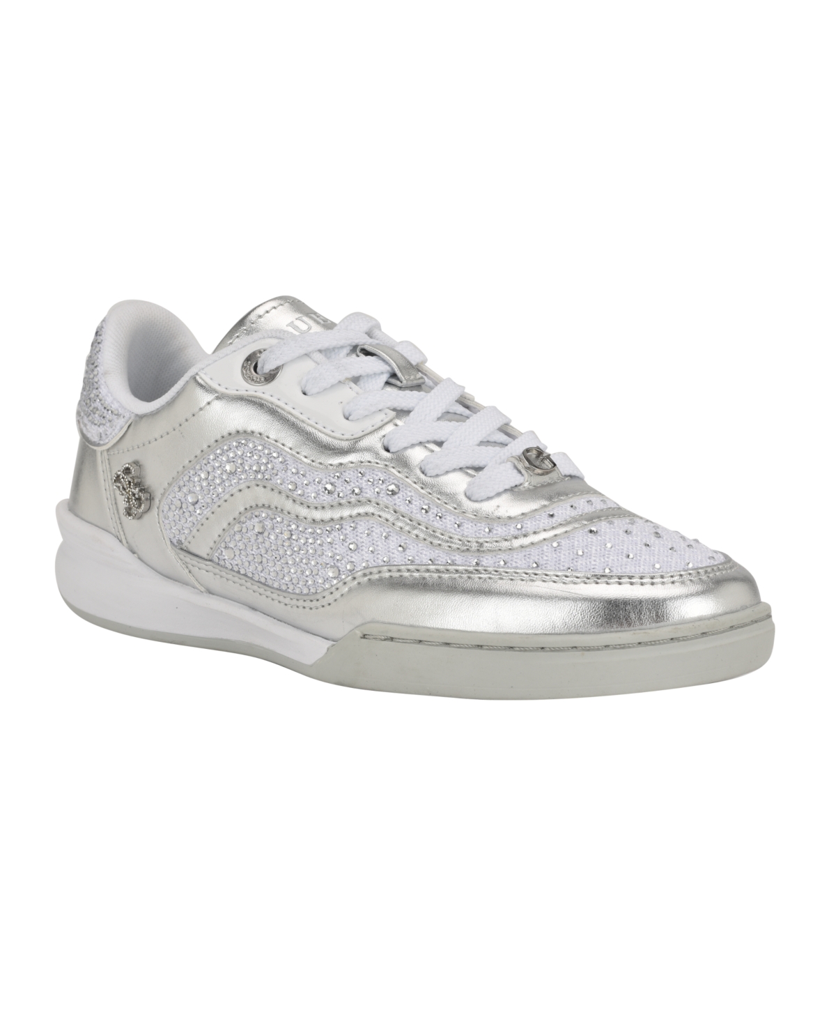 Guess Pritie Sneaker In Silver Rhinestone