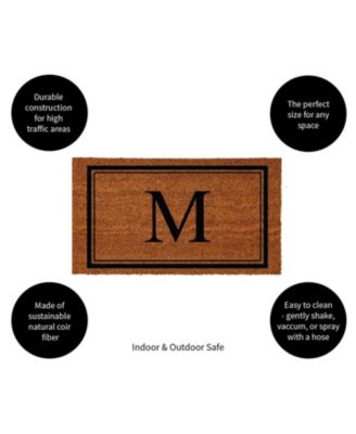 Monogram Indoor Outdoor 100% Natural Coir Doormat 28" x 16" | Letter "M"